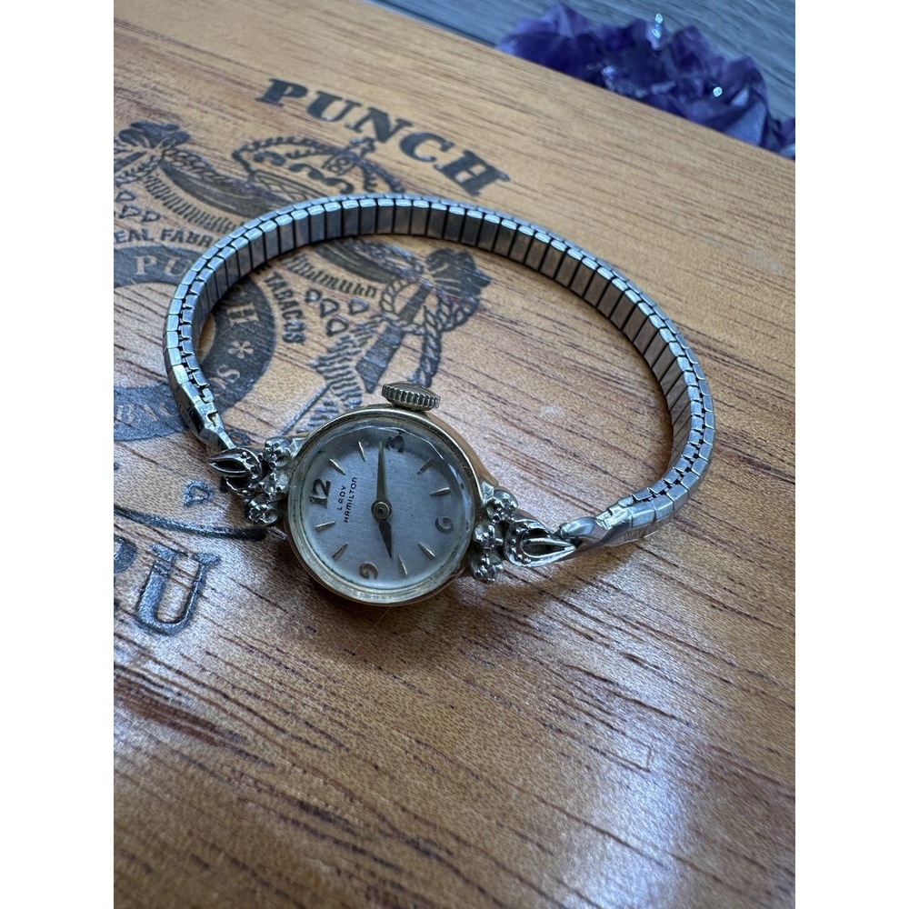 Hamilton Women's Vintage Round Manual Wind Wristwatch 14K Gold Case Bracelet